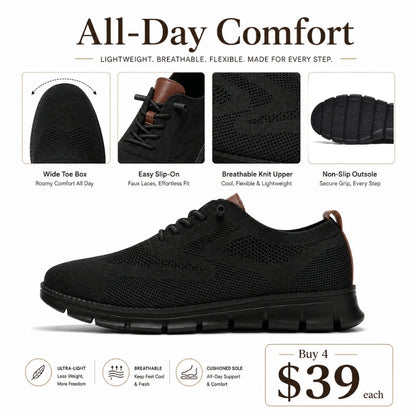 Men’s Wide Toe Box Breathable Slip-On Comfort Walking Shoes