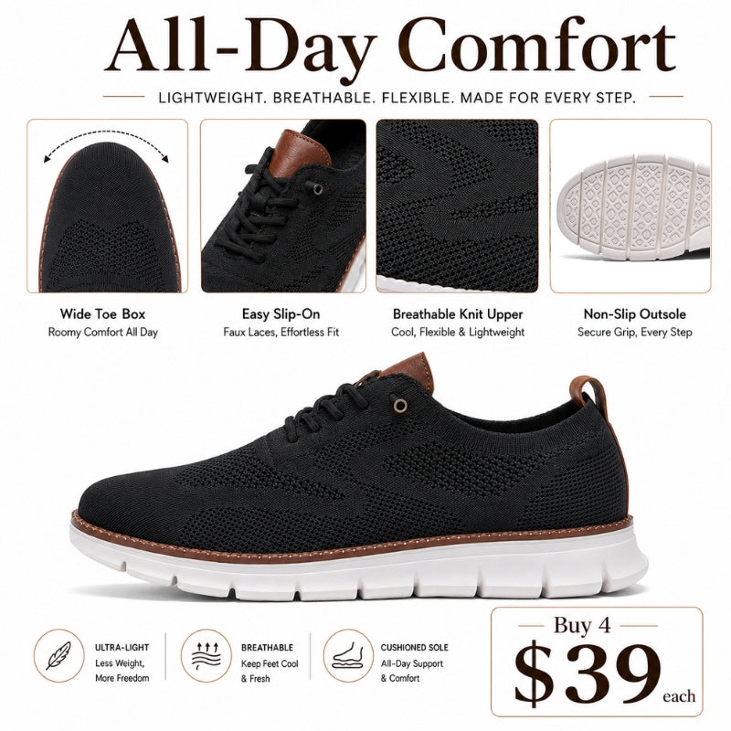 Men’s Wide Toe Box Breathable Slip-On Comfort Walking Shoes