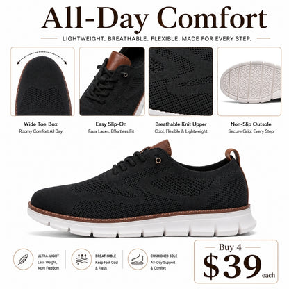 Men’s Wide Toe Box Breathable Slip-On Comfort Walking Shoes