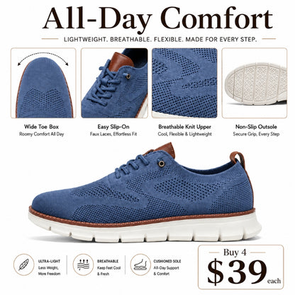 Men’s Wide Toe Box Breathable Slip-On Comfort Walking Shoes