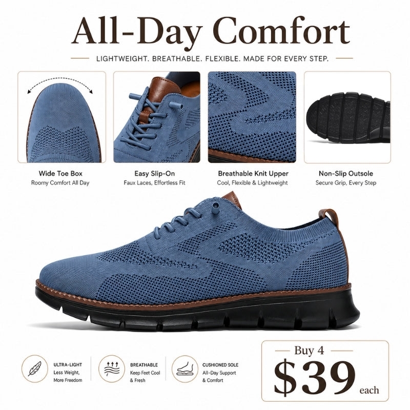 Men’s Wide Toe Box Breathable Slip-On Comfort Walking Shoes