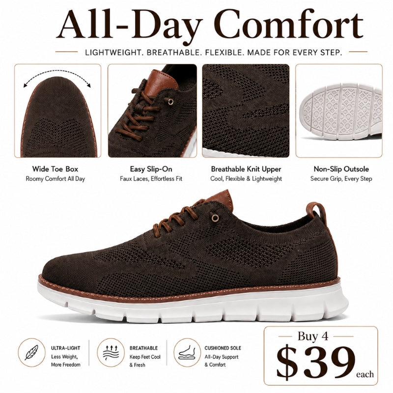 Men’s Wide Toe Box Breathable Slip-On Comfort Walking Shoes