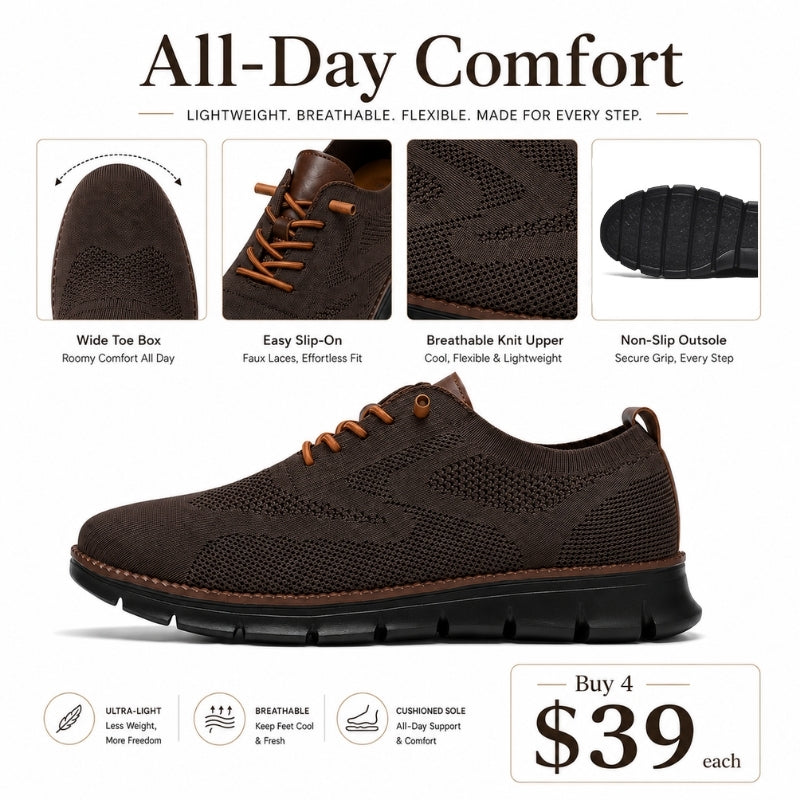 Men’s Wide Toe Box Breathable Slip-On Comfort Walking Shoes