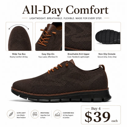 Men’s Wide Toe Box Breathable Slip-On Comfort Walking Shoes