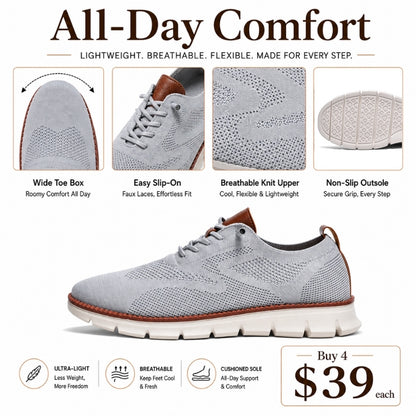 Men’s Wide Toe Box Breathable Slip-On Comfort Walking Shoes