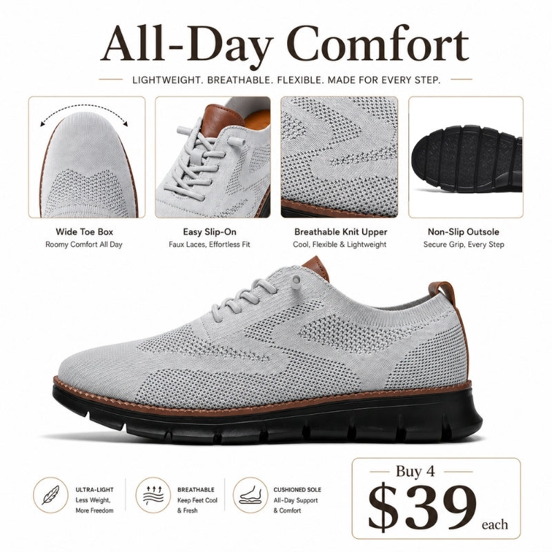 Men’s Wide Toe Box Breathable Slip-On Comfort Walking Shoes