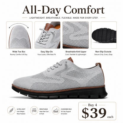 Men’s Wide Toe Box Breathable Slip-On Comfort Walking Shoes
