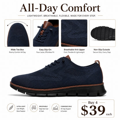 Men’s Wide Toe Box Breathable Slip-On Comfort Walking Shoes
