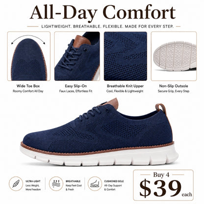 Men’s Wide Toe Box Breathable Slip-On Comfort Walking Shoes