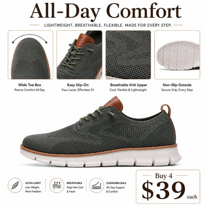 Men’s Wide Toe Box Breathable Slip-On Comfort Walking Shoes