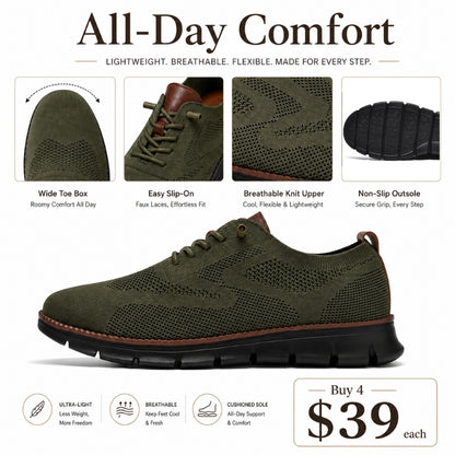 Men’s Wide Toe Box Breathable Slip-On Comfort Walking Shoes