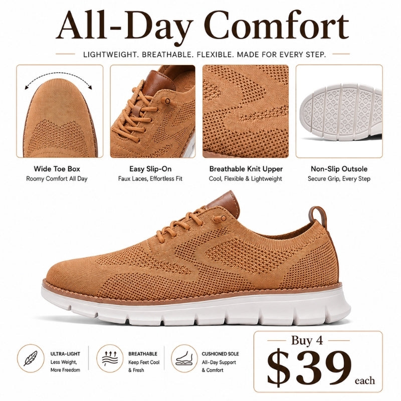 Men’s Wide Toe Box Breathable Slip-On Comfort Walking Shoes