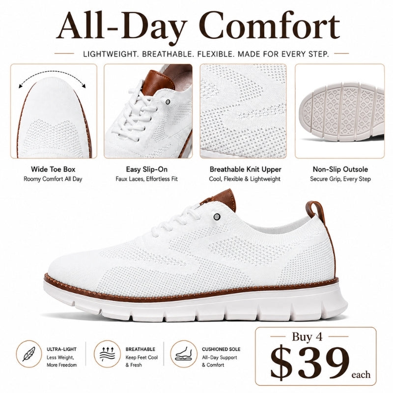Men’s Wide Toe Box Breathable Slip-On Comfort Walking Shoes