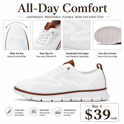 Men’s Wide Toe Box Breathable Slip-On Comfort Walking Shoes