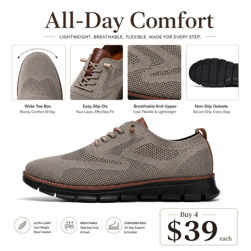 Men’s Wide Toe Box Breathable Slip-On Comfort Walking Shoes