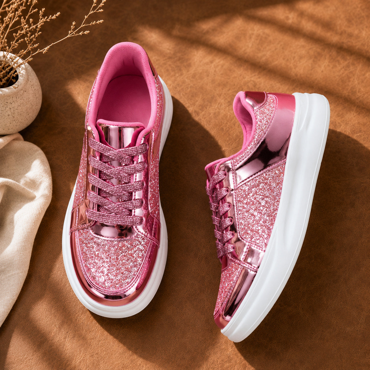 Bellkmart Spark-Step Glitter Sneakers - Bellkmart
