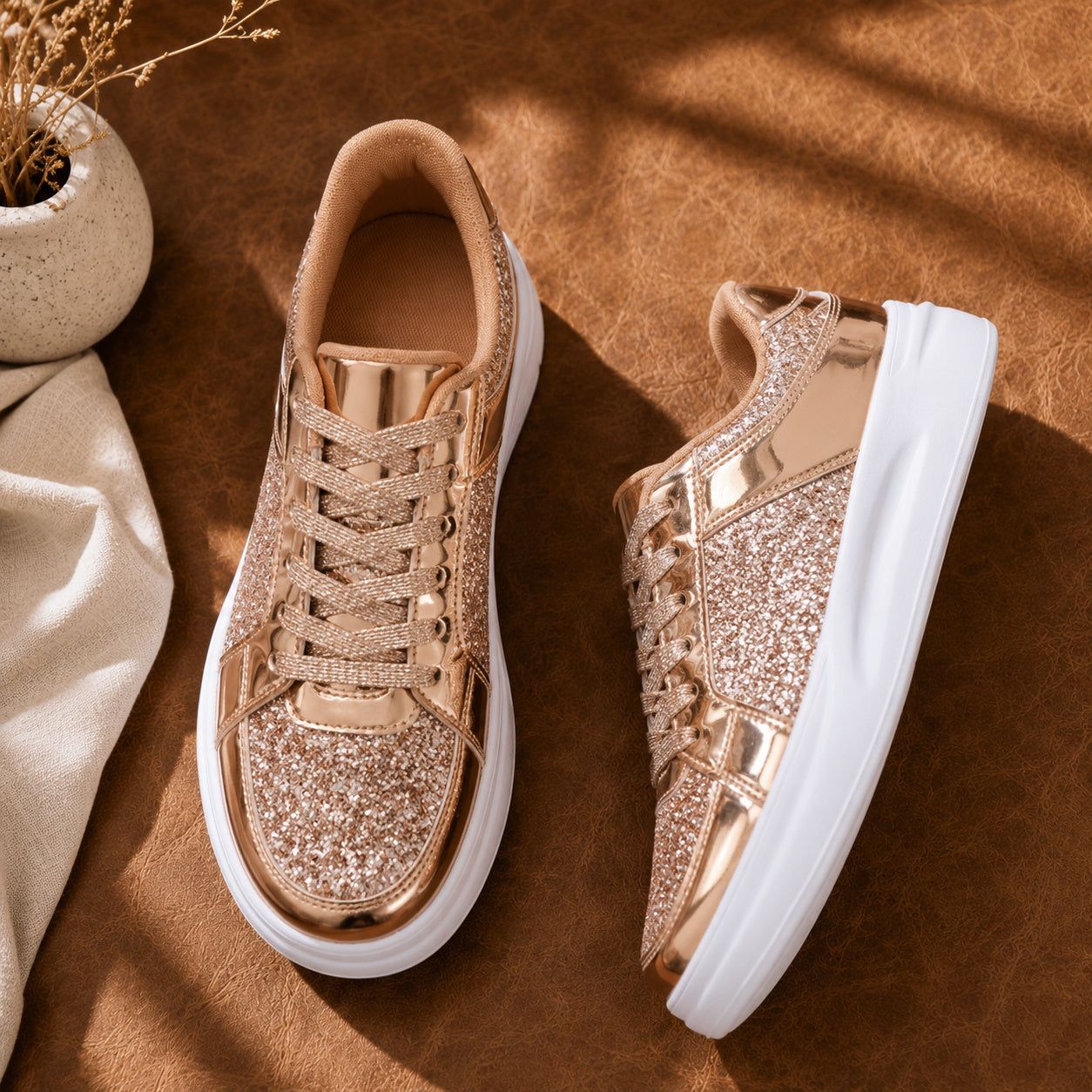 Bellkmart Spark-Step Glitter Sneakers - Bellkmart