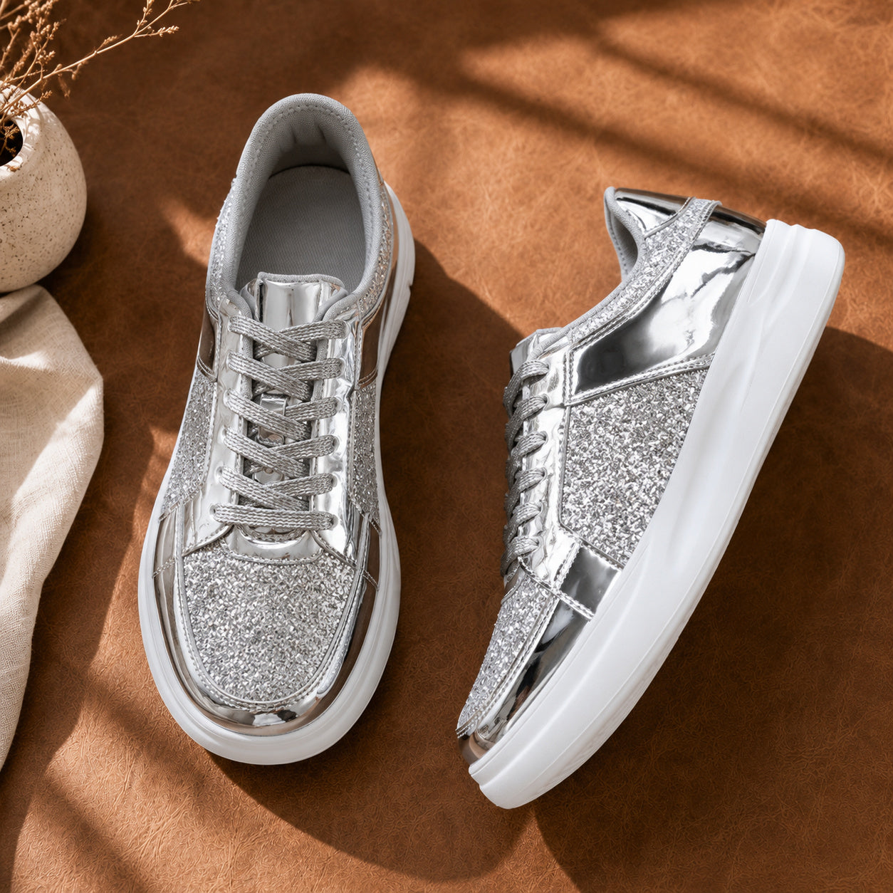 Bellkmart Spark-Step Glitter Sneakers - Bellkmart