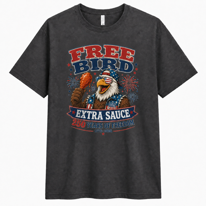 Men’s Free Bird Extra Sauce 4th of July Tee - Bellkmart