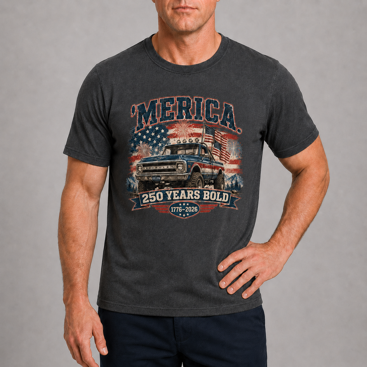 Men’s ’Merica 250 Vintage Pickup Graphic Tee - Bellkmart