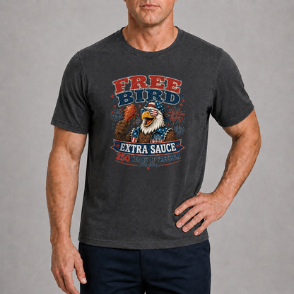 Men’s Free Bird Extra Sauce 4th of July Tee - Bellkmart