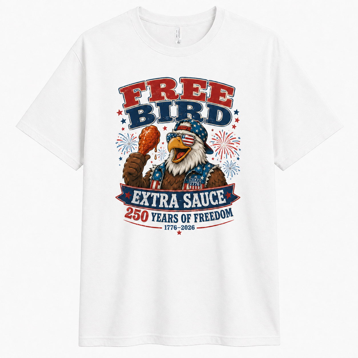 Men’s Free Bird Extra Sauce 4th of July Tee - Bellkmart