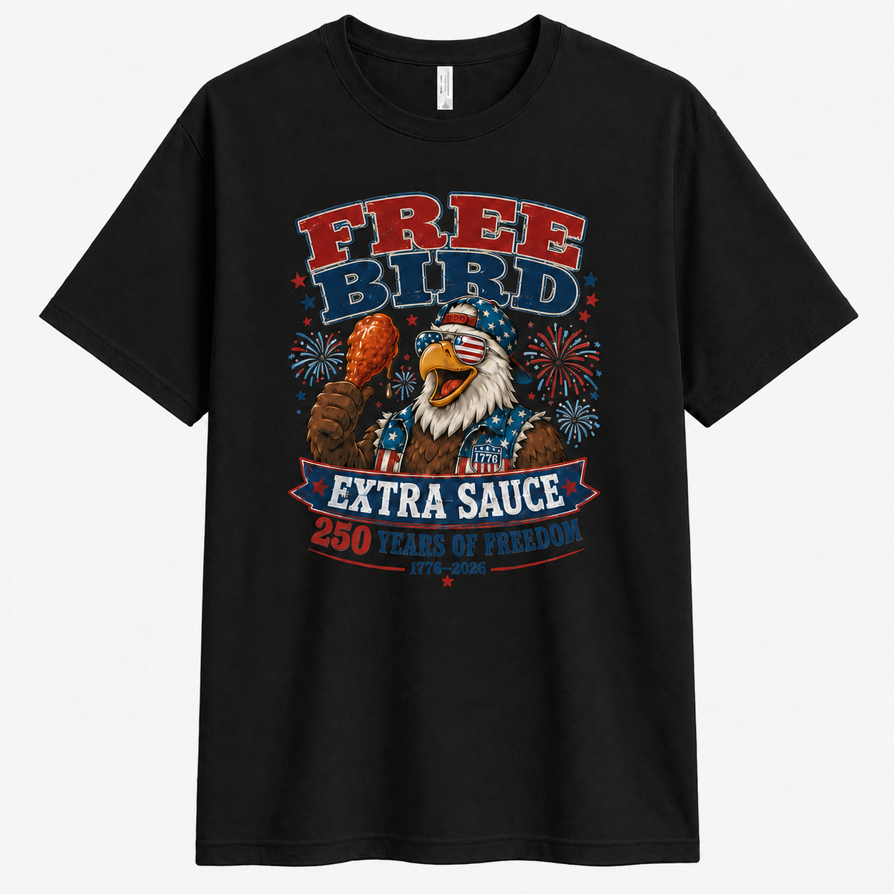 Men’s Free Bird Extra Sauce 4th of July Tee - Bellkmart