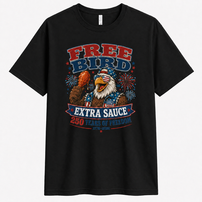 Men’s Free Bird Extra Sauce 4th of July Tee - Bellkmart