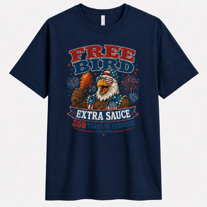 Men’s Free Bird Extra Sauce 4th of July Tee - Bellkmart