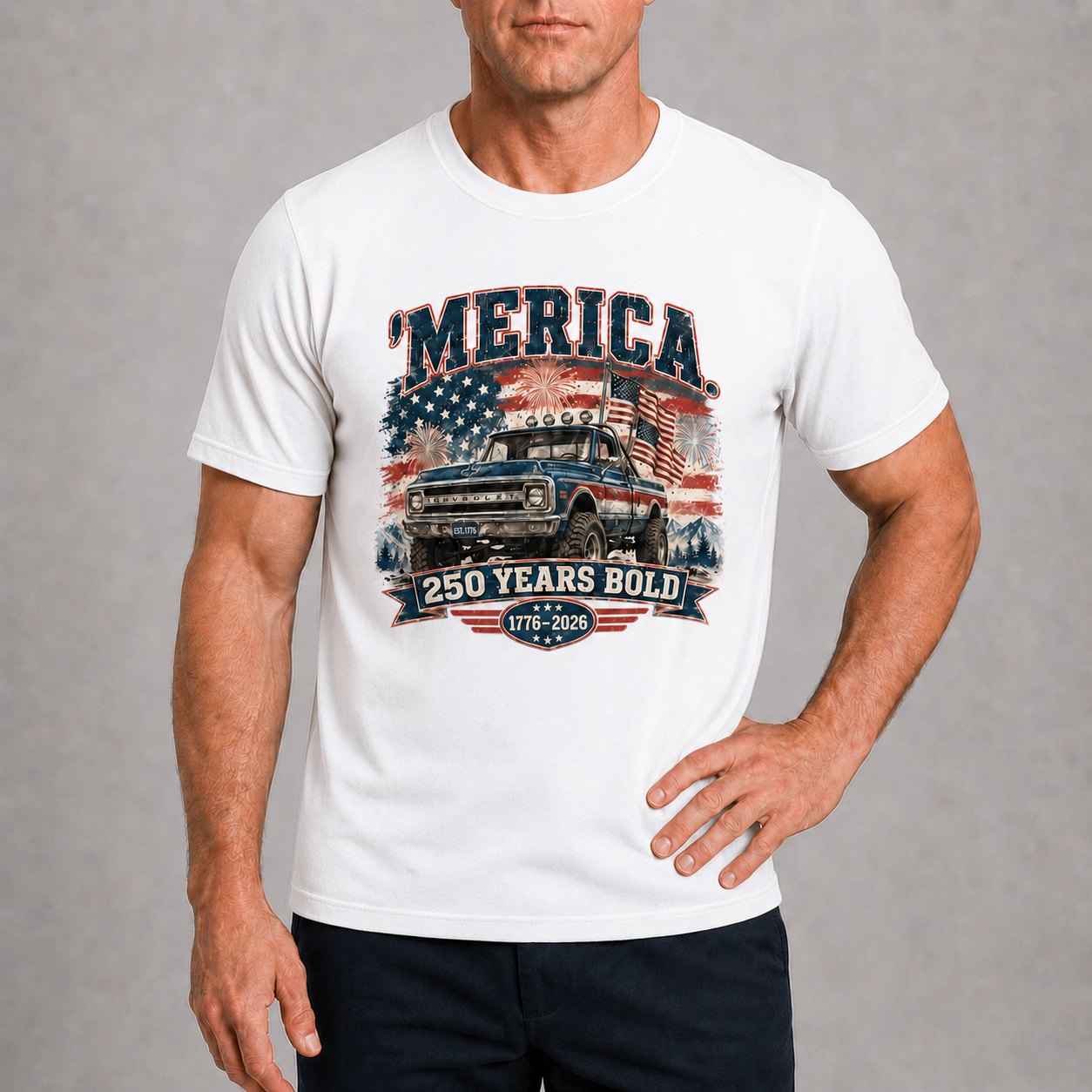 Men’s ’Merica 250 Vintage Pickup Graphic Tee - Bellkmart