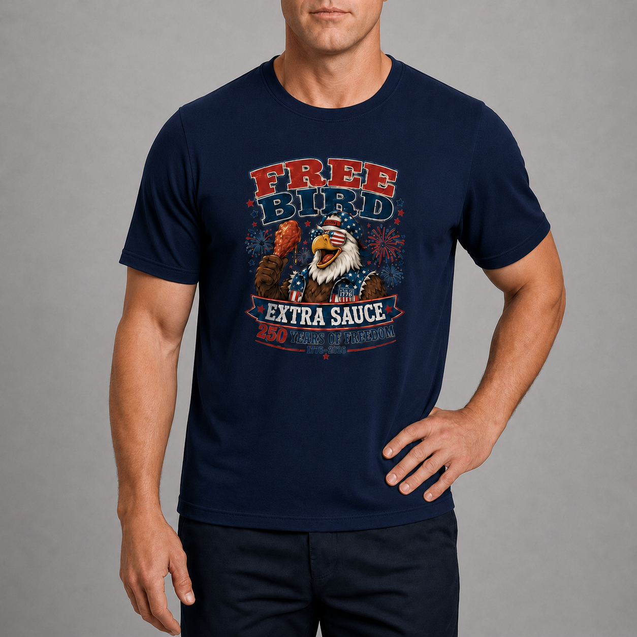 Men’s Free Bird Extra Sauce 4th of July Tee - Bellkmart