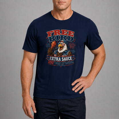 Men’s Free Bird Extra Sauce 4th of July Tee - Bellkmart