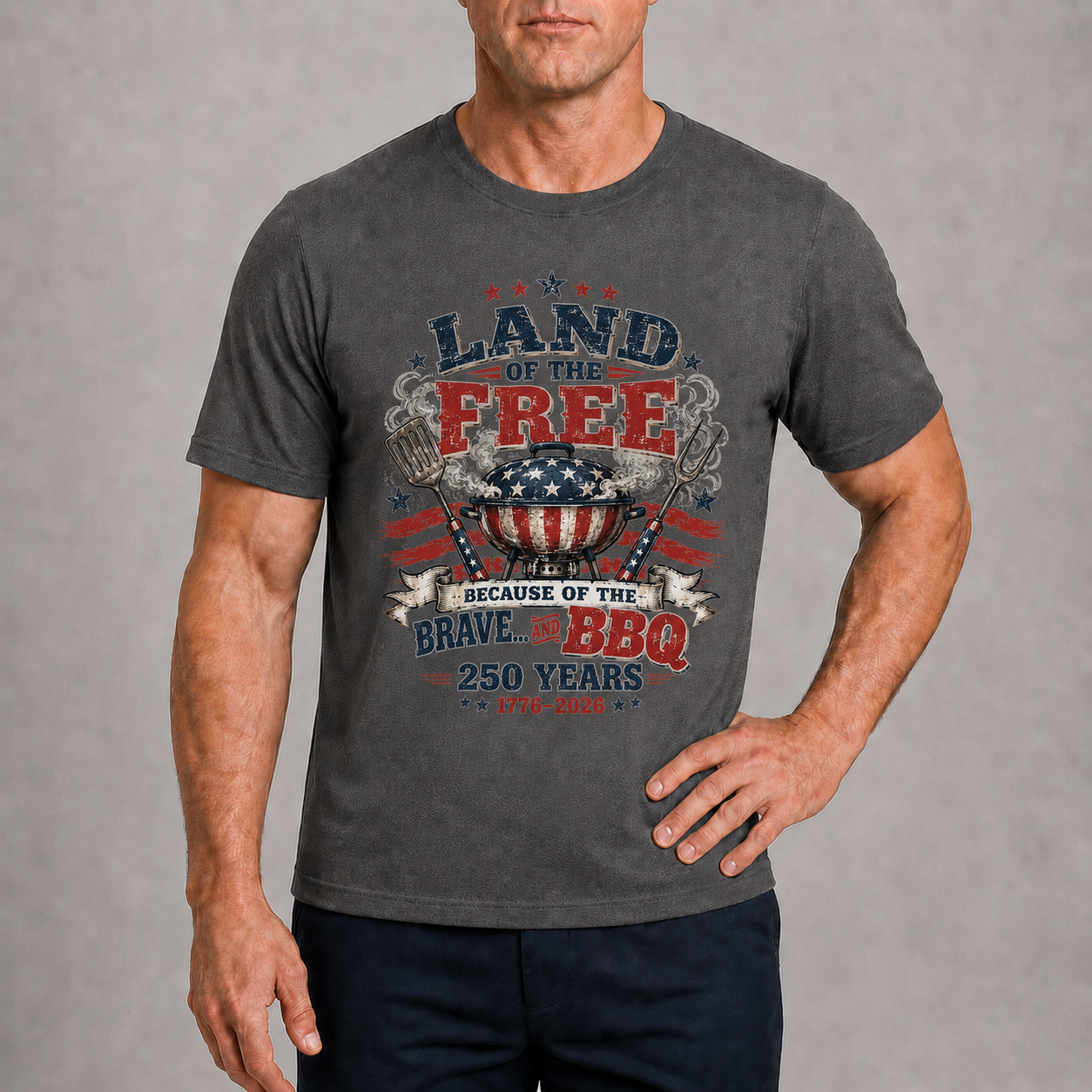 Men’s Land of the Free BBQ 250 Tee - Bellkmart