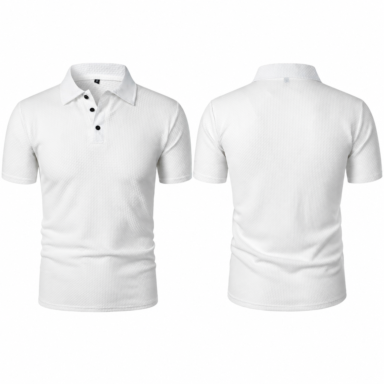 LuxeKnit™ Men’s Ice Silk Mesh Polo Shirt - White - Bellkmart