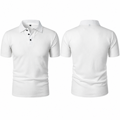 LuxeKnit™ Men’s Ice Silk Mesh Polo Shirt - White - Bellkmart