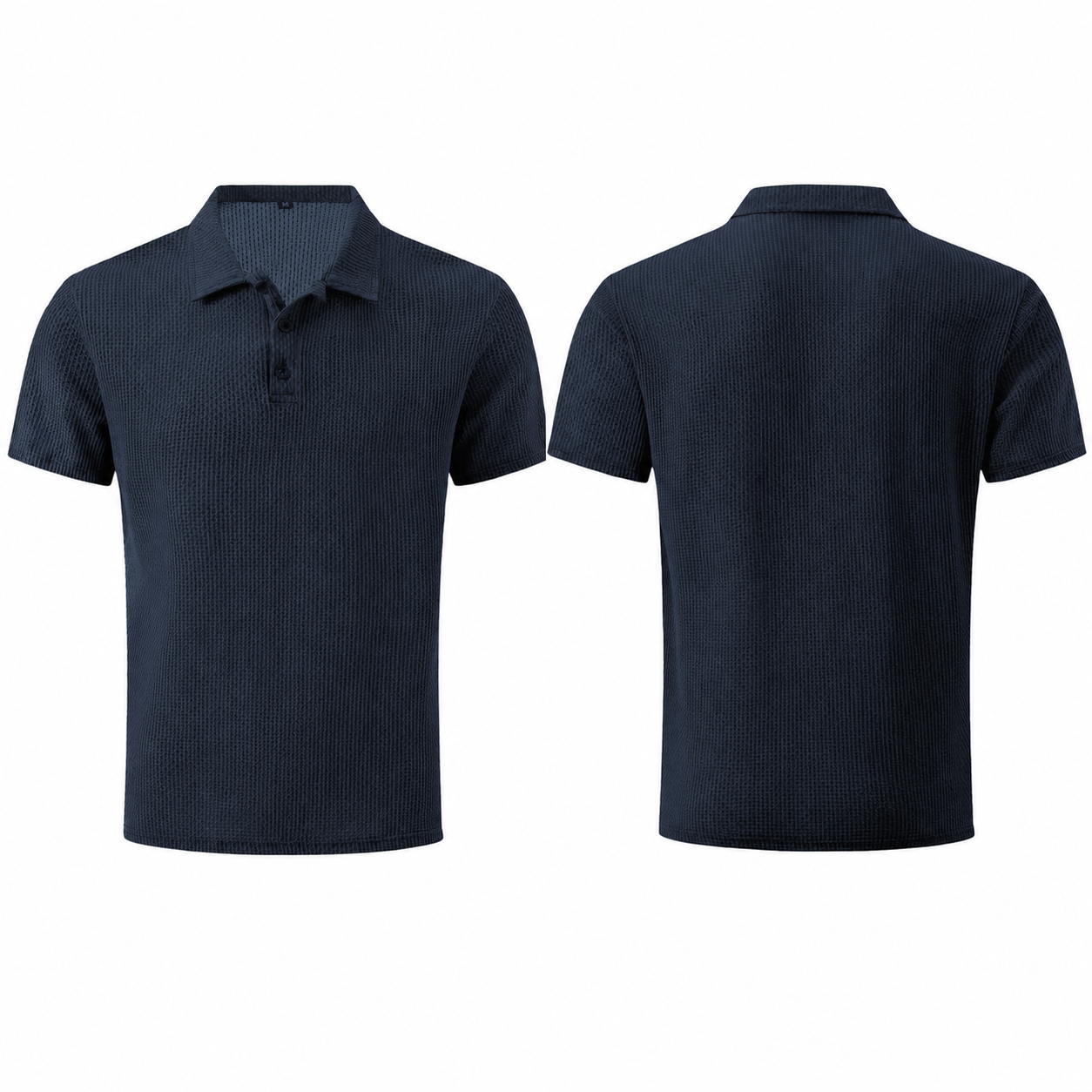 LuxeKnit™ Men’s Ice Silk Mesh Polo Shirt - Navy Blue - Bellkmart
