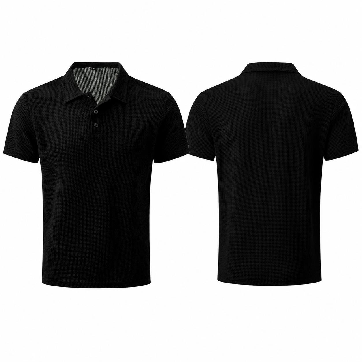 LuxeKnit™ Men’s Ice Silk Mesh Polo Shirt - Black - Bellkmart