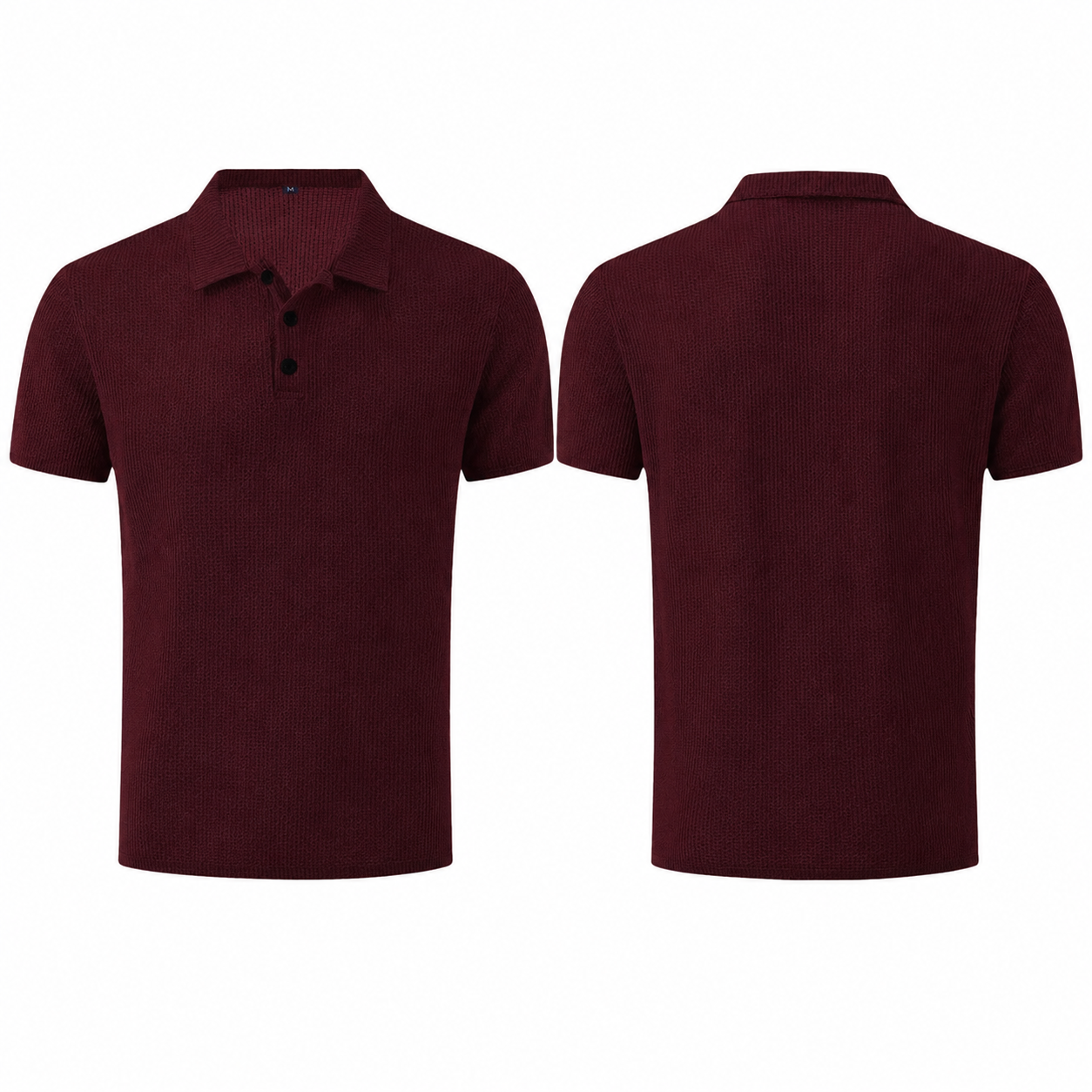 LuxeKnit™ Men’s Ice Silk Mesh Polo Shirt - Red Wine - Bellkmart