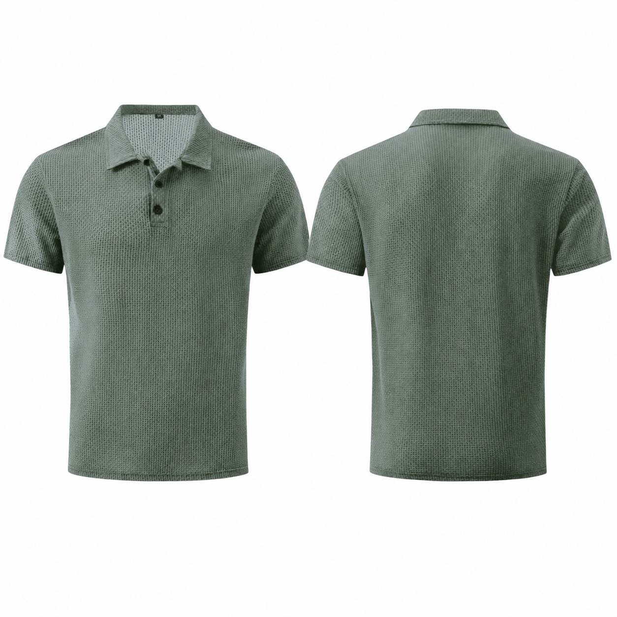 LuxeKnit™ Men’s Ice Silk Mesh Polo Shirt - Olive Green - Bellkmart