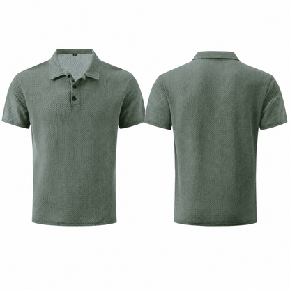 LuxeKnit™ Men’s Ice Silk Mesh Polo Shirt - Olive Green - Bellkmart