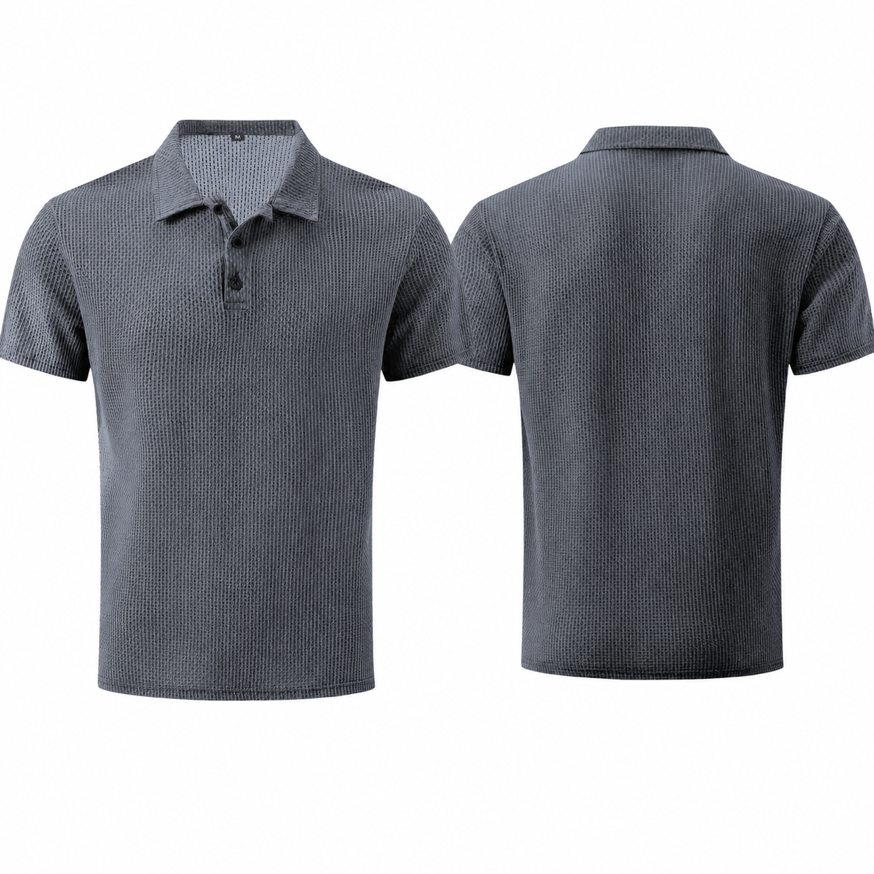 LuxeKnit™ Men’s Ice Silk Mesh Polo Shirt - Dark Gray - Bellkmart