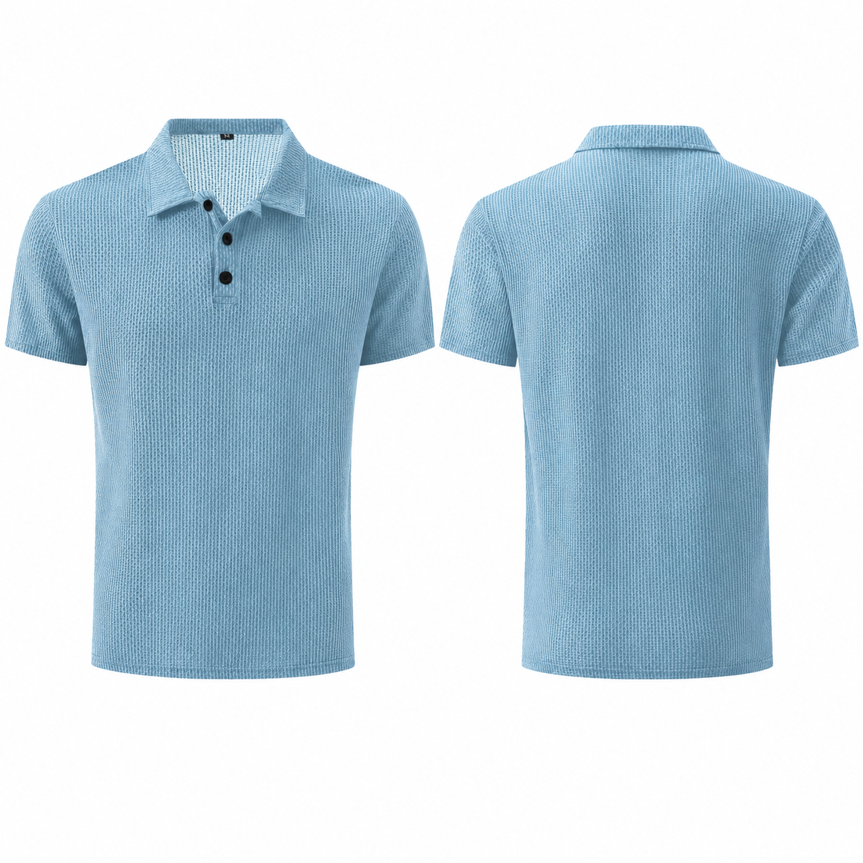 LuxeKnit™ Men’s Ice Silk Mesh Polo Shirt - Light Blue - Bellkmart