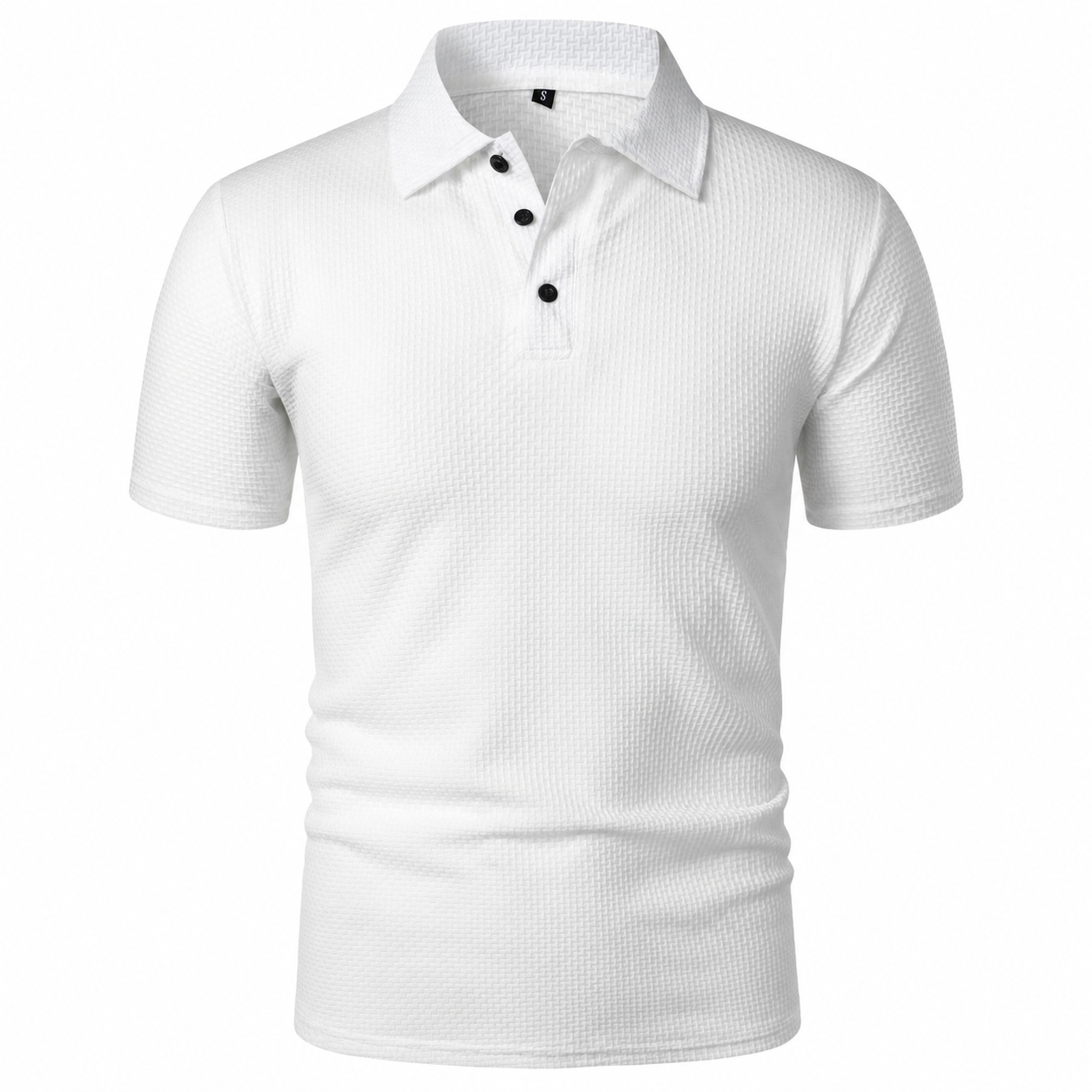 LuxeKnit™ Men’s Ice Silk Mesh Polo Shirt - White - Bellkmart