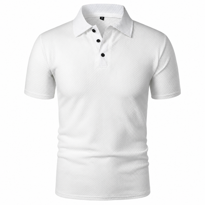 LuxeKnit™ Men’s Ice Silk Mesh Polo Shirt - White - Bellkmart