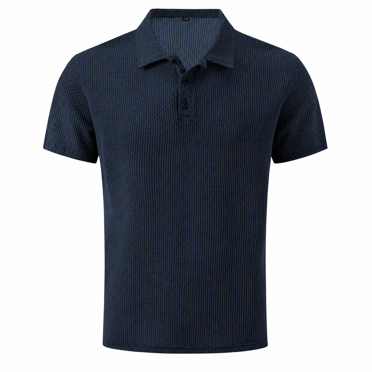LuxeKnit™ Men’s Ice Silk Mesh Polo Shirt - Navy Blue - Bellkmart