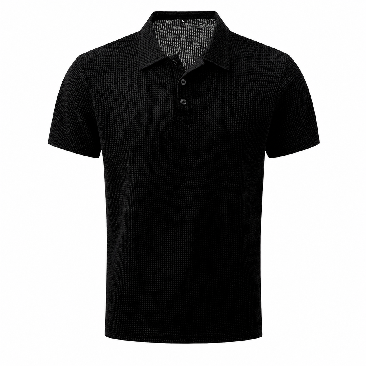 LuxeKnit™ Men’s Ice Silk Mesh Polo Shirt - Black - Bellkmart