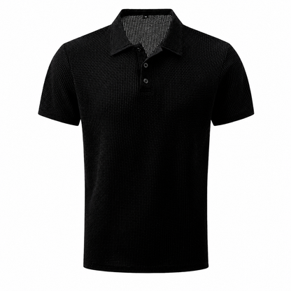 LuxeKnit™ Men’s Ice Silk Mesh Polo Shirt - Black - Bellkmart