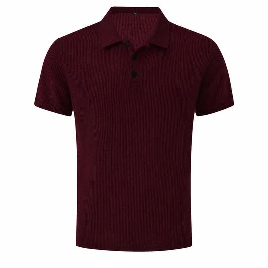 LuxeKnit™ Men’s Ice Silk Mesh Polo Shirt - Red Wine