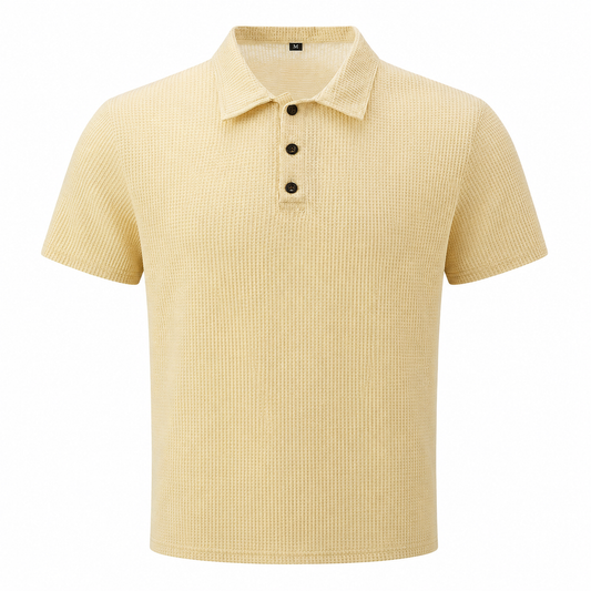 LuxeKnit™ Men’s Ice Silk Mesh Polo Shirt - Beige