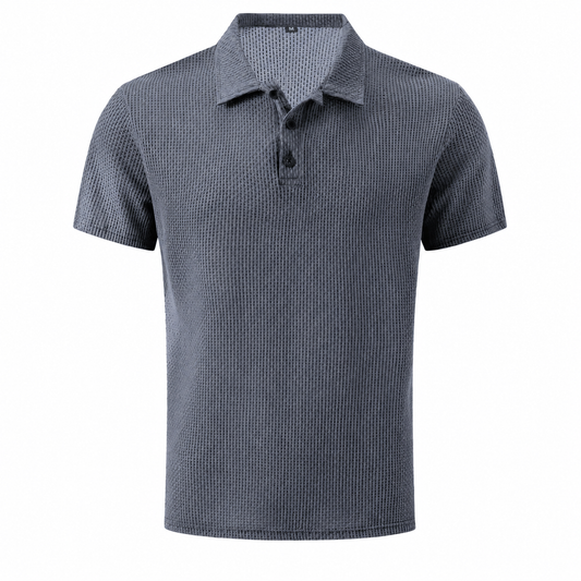 LuxeKnit™ Men’s Ice Silk Mesh Polo Shirt - Dark Gray